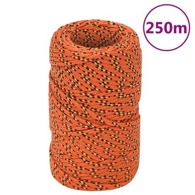 VidaXL Boottouw 2 mm 250 m polypropyleen oranje VidaXL Boottouw 2 mm 250 m polypropyleen oranje