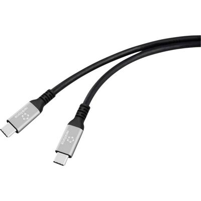 Renkforce RF-6805036 USB-C-kabel USB 4.0 USB-C stekker, USB-C stekker 1 m Zwart Aluminium-stekker, Silicone, Zeer flexibel, 8K UHD