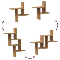 Wandschappen 2 st 38x12x38 cm bewerkt hout artisanaal eiken - thumbnail