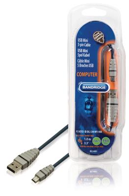 Bandridge BCL4401 mini-USB-kabel (5-polig, 1 m)