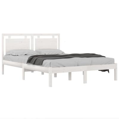 Bedframe massief hout wit 135x190 cm - thumbnail