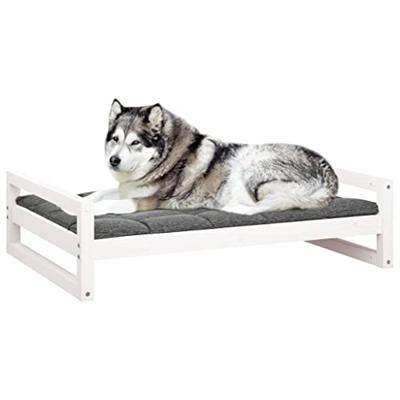 VidaXL Hondenmand 105,5x75,5x28 cm massief grenenhout wit
