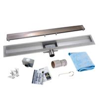 Wiesbaden RVS Douchegoot | Tegelrooster | Flens met uitneembaar sifon | 80x7cm en 6,7cm diep - thumbnail