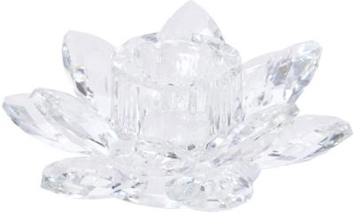 Decoris kandelaar glas bloem 11x3.5cm transparant