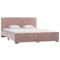 VidaXL Bedframe fluweel roze 160x200 cm - thumbnail