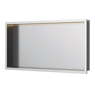 Inbouwnis Luca Sanitair 60x30x6,5 cm RVS Geborsteld Nikkel PVD + LED verlichting Luca Sanitair
