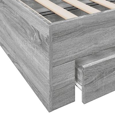 Bedframe met lades bewerkt hout grijs sonoma eiken 100x200 cm