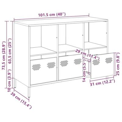 Dressoir 101,5x39x73,5 cm koudgewalst staal wit