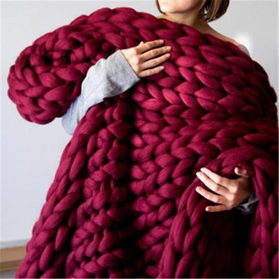 Mode handgemaakte gebreide wollen deken grootte: 50X50cm (rood)