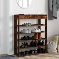 VidaXL Schoenenrek 80x30x98 cm bewerkt hout gerookt eikenkleurig - thumbnail