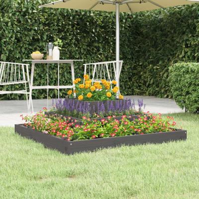 VidaXL Plantenbak 80x80x27 cm massief grenenhout grijs