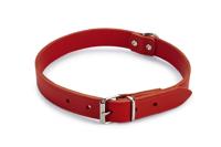 Lederen honden halsband rood - 62 cm x 25 mm - thumbnail