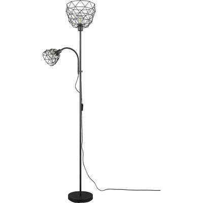 LED Vloerlamp - Vloerverlichting - Trion Hala - E27 Fitting - Rond - Mat Zwart - Metaal