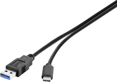 Renkforce RF-4381077 USB-kabel USB 3.2 Gen1 (USB 3.0 / USB 3.1 Gen1) USB-A stekker, USB-C stekker 0.50 m Zwart Vergulde steekcontacten