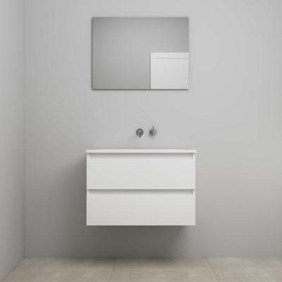 On-Line Badkamermeubelset - 80 cm - Voorgemonteerd - Acryl Wastafel - zonder Kraangat - Spiegel - Hoogglans Wit