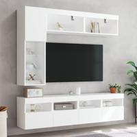 7-delige Tv-wandmeubelset met LED-verlichting wit - thumbnail
