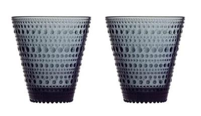Iittala Kastehelmi Glas 30 cl 2 stuks donkergrijs Iittala Kastehelmi Glas 30 cl 2 stuks donkergrijs