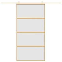 VidaXL Schuifdeur 102,5x205 cm mat esg-glas en aluminium goudkleurig - thumbnail