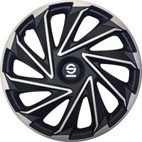 4-Delige Sparco Wieldoppenset Varese 14-inch zilver/zwart SP1480SVBK - thumbnail