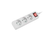LANBERG VERLENGKABEL 3M WIT, 3X 230V PL, MET SCHAKELAAR - thumbnail