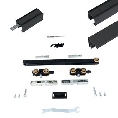 Xperta set 3m rail - Zwart - vloerplint - Enkele deur - Dubbel soft - inbouw auto fix