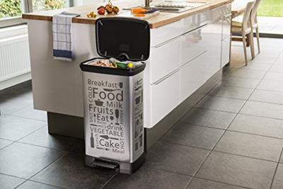 Curver 205873 Décor Keuken Rechthoekige Pedaalemmer Polypropyleen Zilver 39 x 29 x 73 cm...