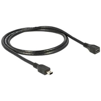 Delock 82667 USB-kabel USB-mini-B stekker, USB-mini-B bus 1.00 m Zwart