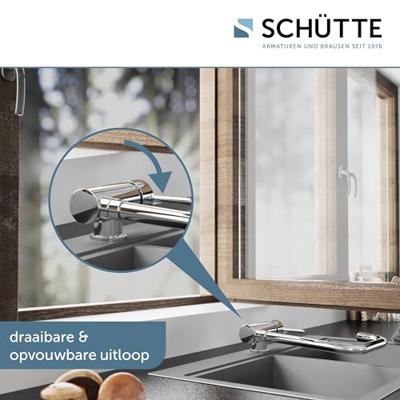 WINDOW ééngreepsmengkraan keuken met plooibare uitloop, chroom elegante kraan met hoge uitloop en draaibereik 360° klapbare uitloop, ideaal geschikt voor plaatsing onder een venster cold-start