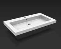 Wiesbaden Kera wastafel enkel met 1 kraangat 60x46x5 cm keramiek glans wit - thumbnail