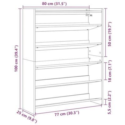 VidaXL Schoenenrek 80x25x100 cm bewerkt hout artisanaal eikenkleur VidaXL Schoenenrek 80x25x100 cm bewerkt hout artisanaal eikenkleur