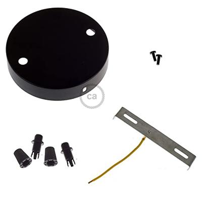 Plafondkap 2 uitgangen zwart rond 12 cm Plafondkap 2 uitgangen zwart rond 12 cm