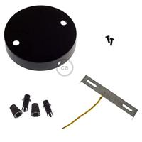 Plafondkap 2 uitgangen zwart rond 12 cm - thumbnail