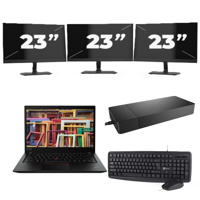 Lenovo ThinkPad T14s Gen 1 - Intel Core i7-10e Generatie - 14 inch - 16GB RAM - 256GB SSD - Windows 11 Home + 3x 23 inch Monitor - thumbnail