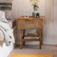 Artistiq Nachtkastje 'Cha' Teakhout en Rotan, 48 x 45cm - thumbnail