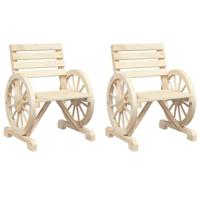 Tuinstoelen 2 st 58x58x78,5 cm massief vurenhout - thumbnail