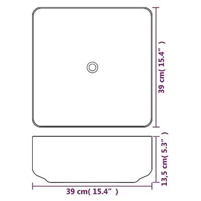 VidaXL Wastafel vierkant wit 39x39x13,5 cm keramiek