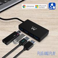 Hub USB Ewent EW1136 4 x USB 3.0 Zwart - thumbnail