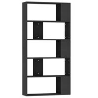 Boekenkast/kamerscherm 80x24x159 cm bewerkt hout zwart - thumbnail