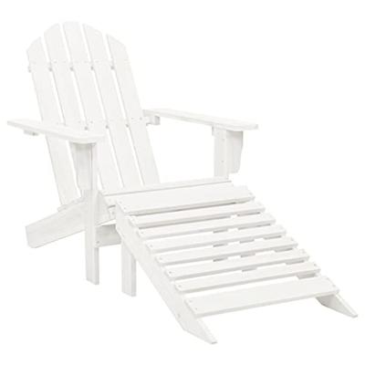 VidaXL Tuinstoel met hocker hout wit VidaXL Tuinstoel met hocker hout wit
