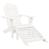 VidaXL Tuinstoel met hocker hout wit - thumbnail