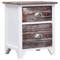 VidaXL Nachtkastje 38x28x45 cm paulowniahout bruin en wit - thumbnail