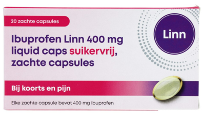 Linn Ibuprofen Liquid Capsules 400mg Suikervrij Linn Ibuprofen Liquid Capsules 400mg Suikervrij