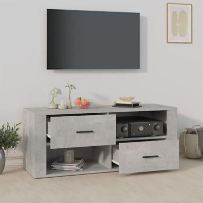 Tv-meubel 100x35x40 cm bewerkt hout betongrijs - thumbnail