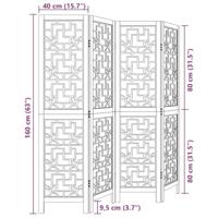 Kamerscherm met 4 panelen massief paulowniahout bruin - thumbnail