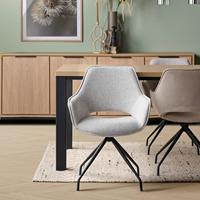 Eetkamerstoel Halfweg - Creme - Textiel - thumbnail