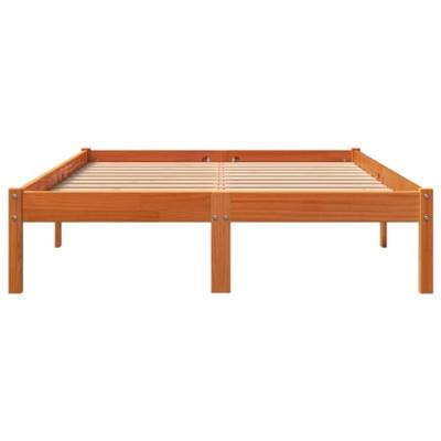 Bedframe zonder matras massief grenenhout wasbruin 135x190 cm