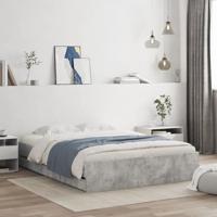Bedframe met lades bewerkt hout betongrijs 150x200 cm - thumbnail
