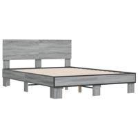 Bedframe bewerkt hout metaal grijs sonoma eiken 150x200 cm - thumbnail