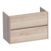 Brauer Adore - Onderkast Ondiep - 80 cm - met 2 Softclose Lades Greeploos en 1 Sifon Uitsparing - Lamellen Eiken Wit - thumbnail