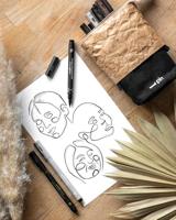 Fineliner Uni-ball Pin Brush Art set à 5 stuks assorti - thumbnail